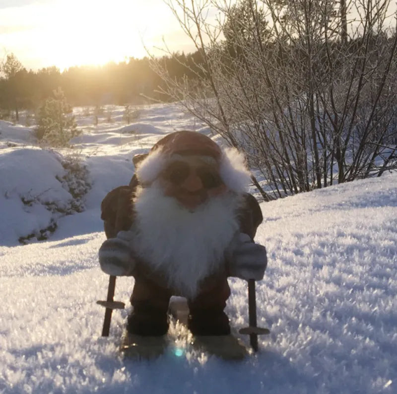 Nissetroll med sekk og ski