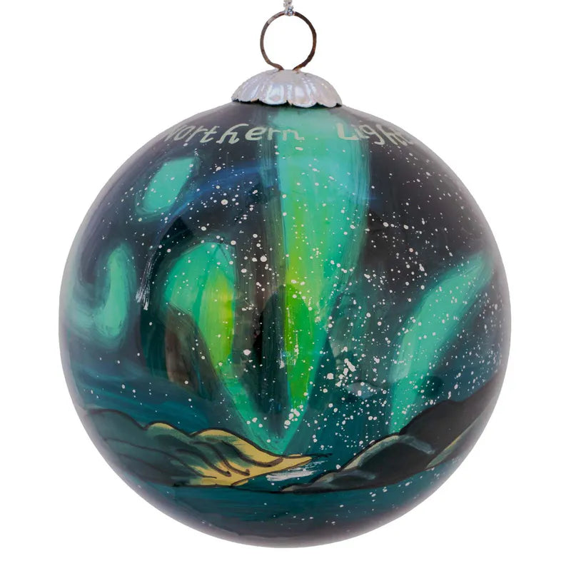 Glasskule, håndmalt, Nordlys